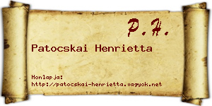 Patocskai Henrietta névjegykártya